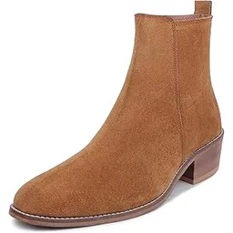 Suede Leather Chelsea Boots for Men with Zip Fastening | High Ankle Boots, Soft Cushioned Insole, Slip-Resistance
