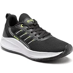 SWIFT-153 Ultra Comfort Breathable Cushioned Sports Lace-Up Running Shoes for Men(Black,8)