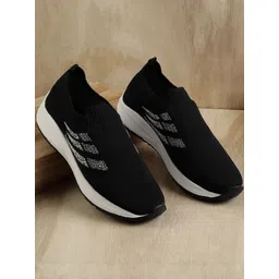 SZN Men Black & White Mesh Shoes