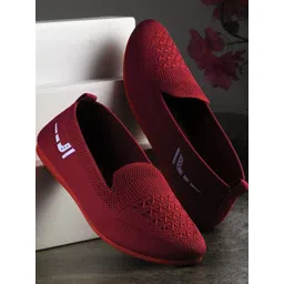 SZN Women Maroon Mesh Slip-On Sneakers
