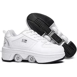TAILORIA Four-Wheel 2-in-1 Roller Skate Shoes Unisex Roller Shoes & Sneakers Detachable Skate Shoes Kids Sneakers Shoes with Wheels Skating Roller Skates