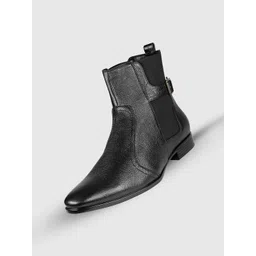 TANNY SHOES Men Round Toe Leather Chelsea Boots