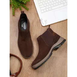 Teakwood Leathers Men Mid-Top Leather Chelsea Boots