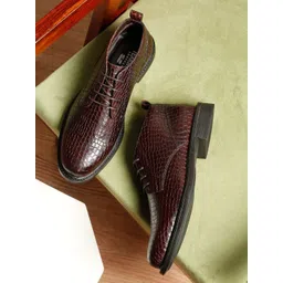 Teakwood Leathers Men Textured Round Toe Lace-Ups Regular Boots