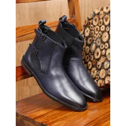 Teakwood Leathers Men's Navy Chelsea Boots