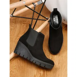 Teakwood Leathers Women Mid-Top Suede Wedges Regular Boots