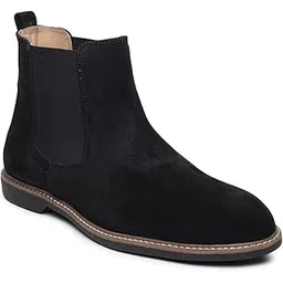Teakwood Men Solid Round Toe Suede Mid-Top Chalsea Boot