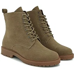 Terragrip Lace-Up Premium Faux Suede Ankle Boots with Rugged Anti-Slip Sole, Comfortable Insole – Stylish Casual, Outdoor & Travel Wear Shoes for Women