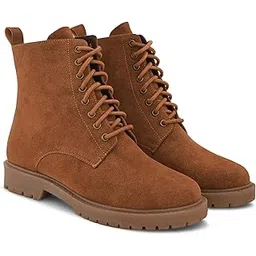 Terragrip Lace-Up Premium Faux Suede Ankle Boots with Rugged Anti-Slip Sole, Comfortable Insole – Stylish Casual, Outdoor & Travel Wear Shoes for Women