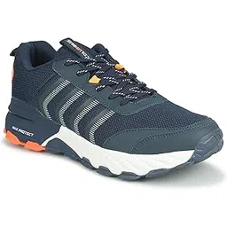 TERRASTRIDE Sports Shoes - Running Shoes|Walking Shoes| Training & Gym Shoe | Outdoors Shoe for Men (Navy & Fluorescent Orange), UK 8
