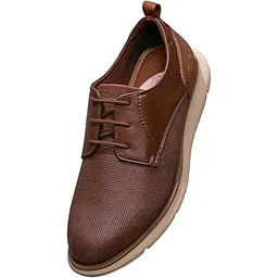 Textured Derby Sneakers for Men | PU & Micro-Suede Upper, Cushioned EVA Sole | Lightweight Lace-Up Casual Shoes for All-Day Comfort.