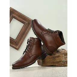 The Roadster Co. Men Textured Mid-Top Regular Boots