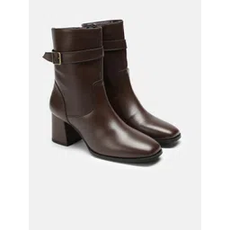 The Roadster Life Co. Women Block Heel Boots with Buckle Detail