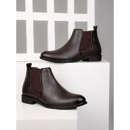 The Roadster Lifestyle Co Block-Heeled Mid-Top Chelsea Boots