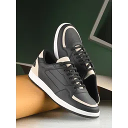 The Roadster Lifestyle Co. Men Black & Beige  Colourblocked Round Toe Sneakers