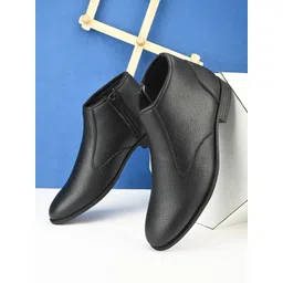 The Roadster Lifestyle Co. Men Black Textured Mid Top Regular Boots