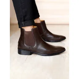 The Roadster Lifestyle Co. Men Brown Square Toe Mid Top Chelsea Boots