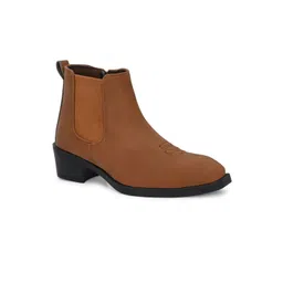 The Roadster Lifestyle Co. Men Leather Block-Heeled Chelsea Boots