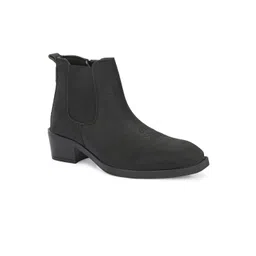 The Roadster Lifestyle Co. Men Leather Round Toe Block-Heeled Chelsea Boots