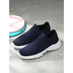 The Roadster Lifestyle Co. Men Navy Blue & White Lightweight Comfort Slip-On Sneakers