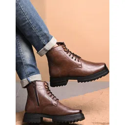 The Roadster Lifestyle Co Men Round Toe Lace-Ups Boots