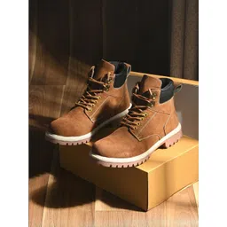 The Roadster Lifestyle Co Men Round Toe Lace-Ups Boots