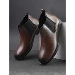 The Roadster Lifestyle Co. Men Round Toe Slip On Blocked Heeled Chelsea Boots