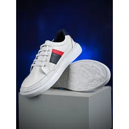 The Roadster Lifestyle Co Men White Colourblocked Leather Slip-On Sneakers