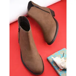 The Roadster Lifestyle Co. Tan Faux Leather Zipper Boots