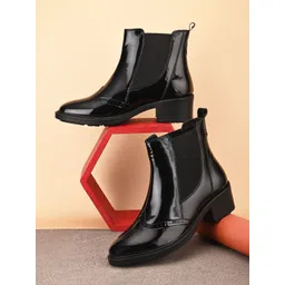 The Roadster Lifestyle Co. Women Black Heeled Mid-Top Chelsea Boots