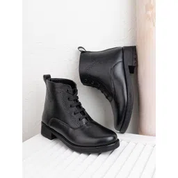 The Roadster Lifestyle Co. Women Black Lace-Up Mid-Top Regular Boots