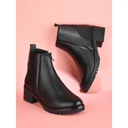 The Roadster Lifestyle Co. Women Black Mid Top Block-Heel Regular Boots