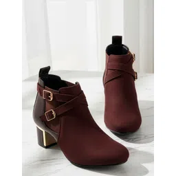 The Roadster Lifestyle Co. Women Buckle Casual Block Heels Boots