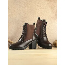 The Roadster Lifestyle Co. Women Dual-Tone Mid-Top Lace-Ups Winter Boots