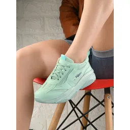The Roadster Lifestyle Co. Women Green Textured Mid Top Mesh Sneakers