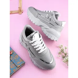 The Roadster Lifestyle Co. Women Grey Round Toe Sneakers
