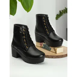 The Roadster Lifestyle Co. Women High-Top Lace-Up Biker Boots