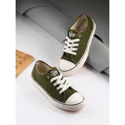 The Roadster Lifestyle Co. Women Olive Green Colourblocked Lace-Up Sneakers