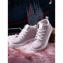 The Roadster Lifestyle Co. Women Pink Mid-Top Lace Up Sneaker