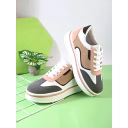 The Roadster Lifestyle Co Women Round Toe Lace-Ups Sneakers