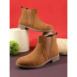 The Roadster Lifestyle Co Women Round Toe Slip-On Chelsea Boots