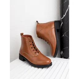 The Roadster Lifestyle Co. Women Tan Mid-Top Heeled Boots