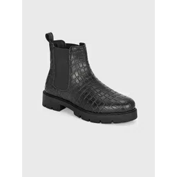 The Roadster Lifestyle Co Women Textured Block-Heeled Chelsea Boots