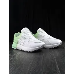 The Roadster Lifestyle Co. Women White & Sea Green Lace-Up Running Shoes
