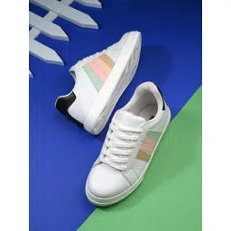 The Roadster Lifestyle Co. Women White Colourblocked Comfort Insole Lightweight Sneakers
