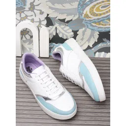 The Roadster Lifestyle Co. Women White Colourblocked Lace-Up Sneakers