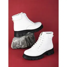 The Roadster Lifestyle Co. Women White Heeled Mid-Top Regular Boots