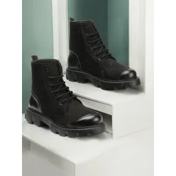 The Roadster Lifestyle Co.Women Black Mid Top Platform Heel Chunky Boots