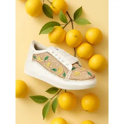 The Saree Sneakers Lemon Zest Women Textured Sneakers