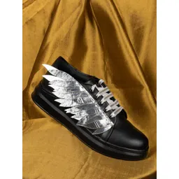 The Saree Sneakers Women Textured Black Wing Sneakers